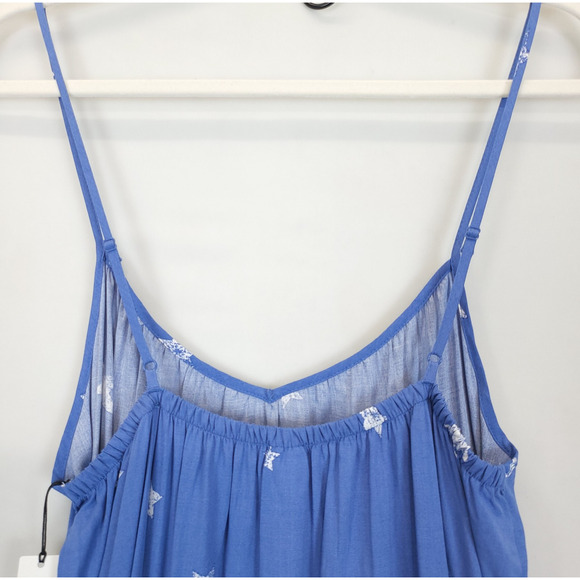 Jasmine & Ginger Maxi Adjustable Strap Dress Star Print Women S Blue Long Slit - Picture 10 of 10